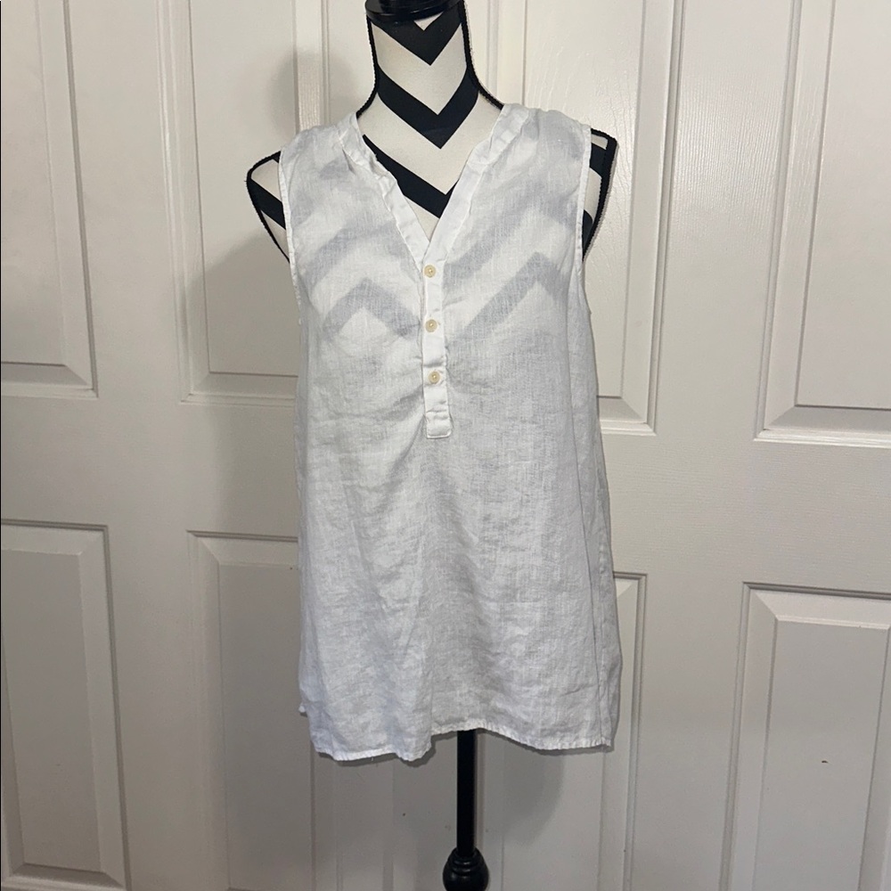 Dylan White Linen Sleeveless Tunic Top
